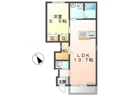 LA CIMA(1LDK/1階)の間取り写真