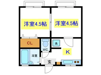 ハイツセキ(2K/2階)の間取り写真