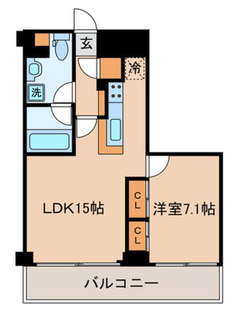 ベルファース本郷弓町(1LDK/14階)の間取り写真