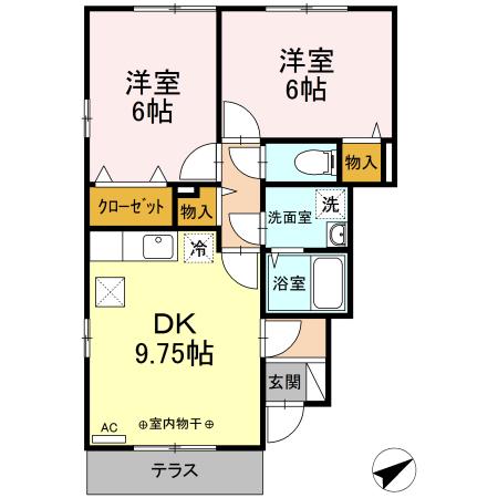ミルキーハウス(2DK/1階)の間取り写真