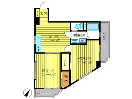 A-2496(2DK/5階)の間取り写真