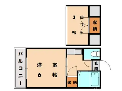 ウィング和白東A(1K/1階)の間取り写真