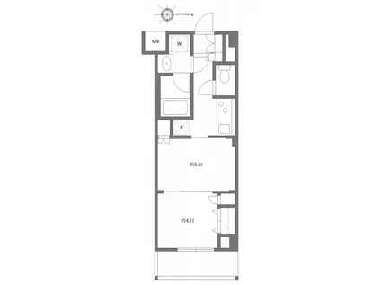 日神デュオステージ新中野(1DK/5階)の間取り写真