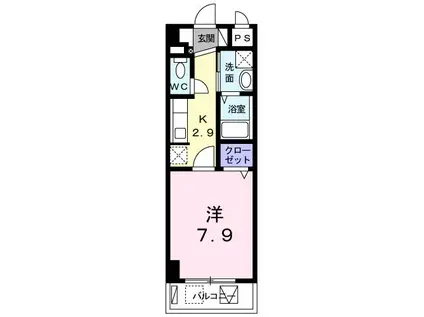 セレーノ銘苅(1K/7階)の間取り写真