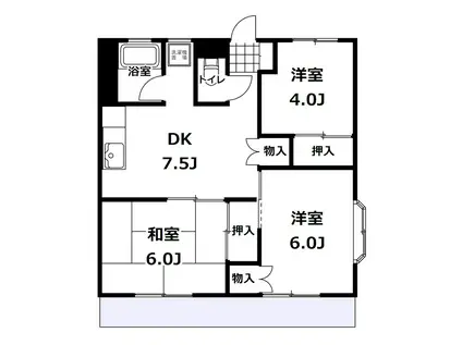 茜ハイツ(3DK/2階)の間取り写真