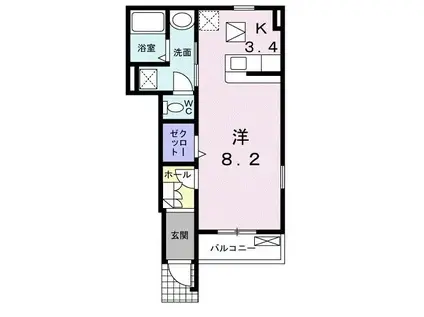 ブリーゼ(1K/1階)の間取り写真