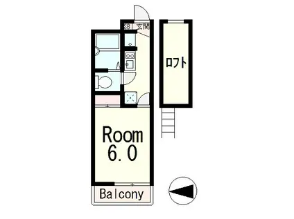 フェリシア国分(1K/2階)の間取り写真
