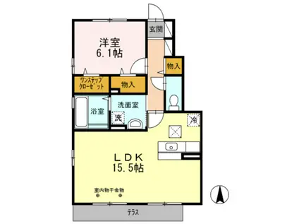 EXCEL SIOR柏村(1LDK/1階)の間取り写真
