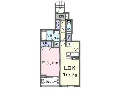 フォルトゥーナ 播磨(1LDK/1階)の間取り写真