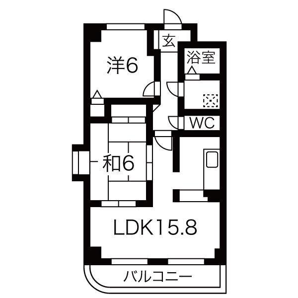 プリミエール大留(2LDK/2階)の間取り写真