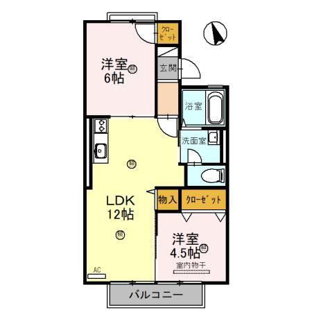 ハイツ堂前(2LDK/2階)の間取り写真