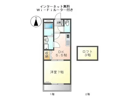 ルミエール(1DK/2階)の間取り写真