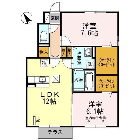 サスティナブル D-1(2LDK/1階)の間取り写真