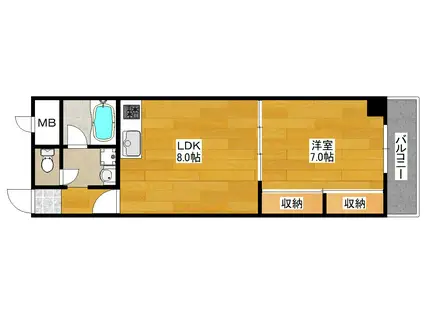 ドエルパークサイド(1LDK/2階)の間取り写真