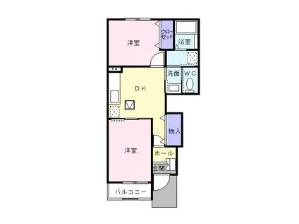 マーチ・グレイス AB(2DK/1階)の間取り写真