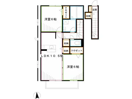 ビバーチェ美松(2LDK/2階)の間取り写真