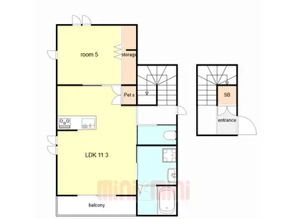 HEBEL MAISON 鴻池(1LDK/2階)の間取り写真