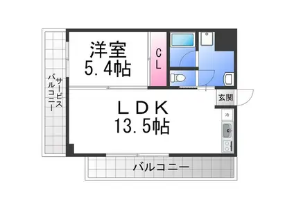 グランリーオ(1LDK/5階)の間取り写真
