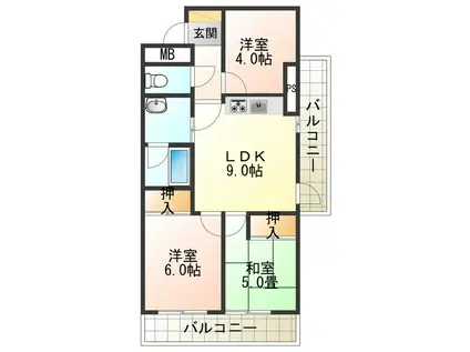 ライオンズマンション泉南樽井第2(3LDK/4階)の間取り写真