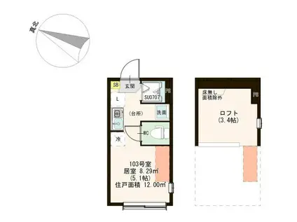 JR京浜東北線 東十条駅 徒歩7分 ネット代込 室内洗濯機 エアコン付(ワンルーム/1階)の間取り写真