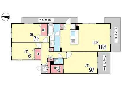 フェンテ住吉本町(3LDK/2階)の間取り写真