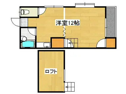 ロイヤル(1SK/2階)の間取り写真