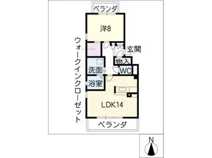 ベルホーム三軒家B棟(1LDK/3階)の間取り写真