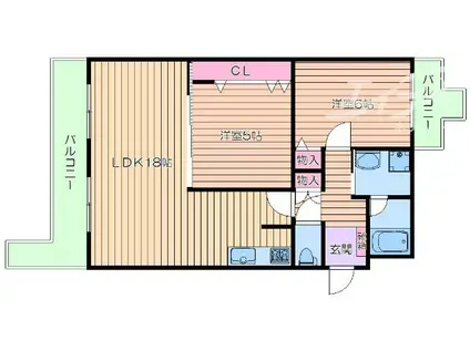 アンデュノール千里(2LDK/4階)の間取り写真