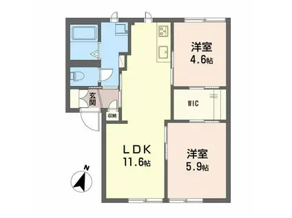 フォーレスS B棟(3DK/1階)の間取り写真