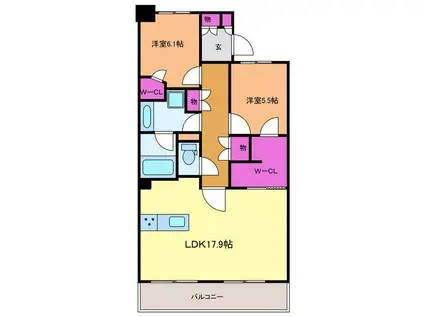 パストラルハイム萬代橋(2LDK/5階)の間取り写真