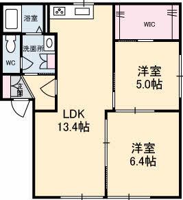 アブニール矢野東(2LDK/1階)の間取り写真