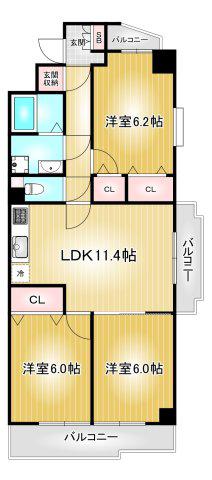 レジデンス代官町スクエア(3LDK/10階)の間取り写真