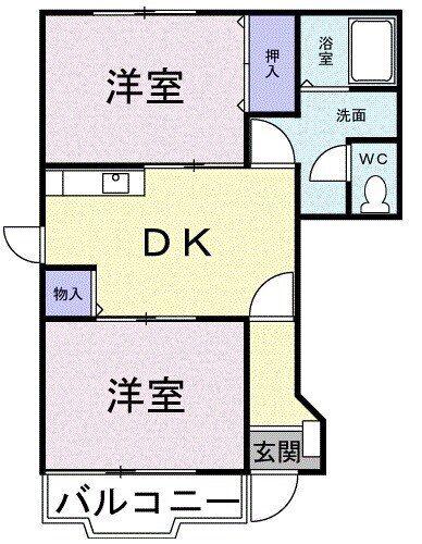 ピークガーデン(2DK/1階)の間取り写真