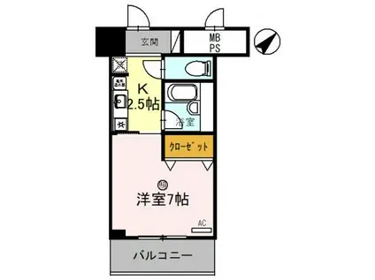 サンタウン竹鼻A棟(1K/5階)の間取り写真