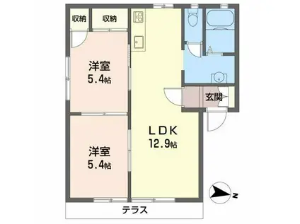 フレグランスCANADA B棟(2LDK/1階)の間取り写真