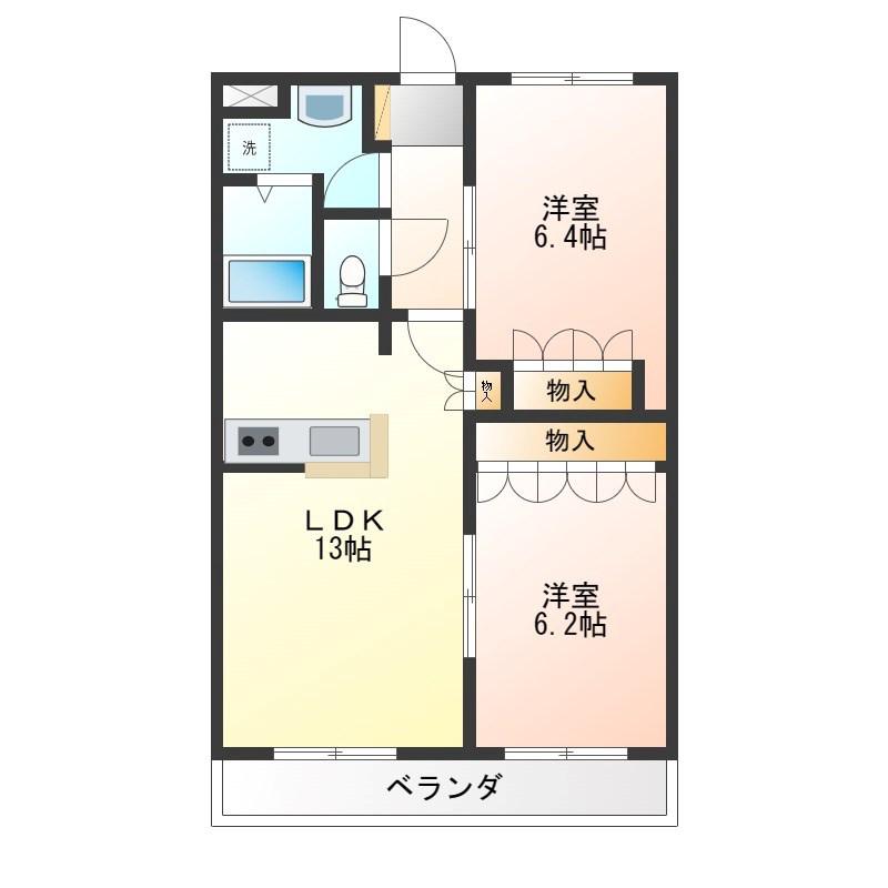 ルミナスコート(2LDK/1階)の間取り写真