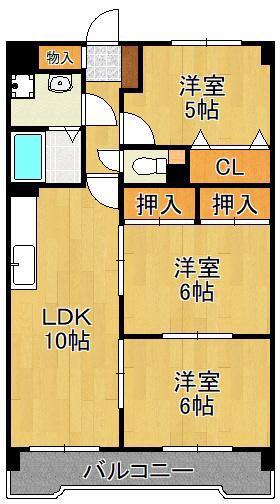 リアライズ到津(3LDK/5階)の間取り写真