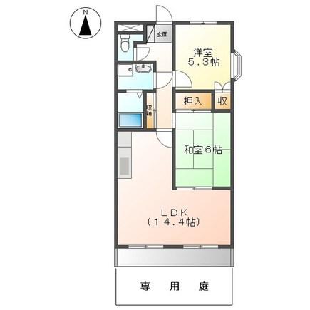 シャンパーニュ(2LDK/1階)の間取り写真