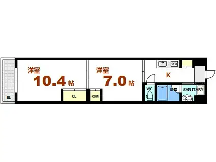 ル・クール上幟町(2K/5階)の間取り写真