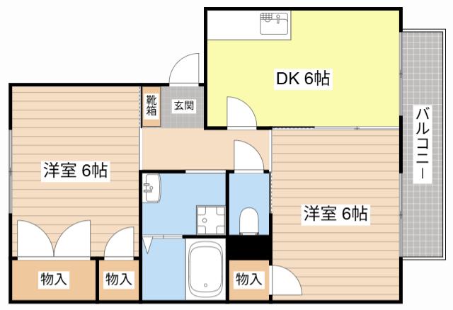 ツインハイツオーク(2DK/1階)の間取り写真
