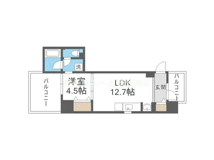 ブリリアントコートクラージュ(1LDK/5階)の間取り写真