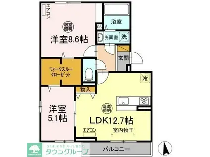 ウィステリア(2LDK/2階)の間取り写真