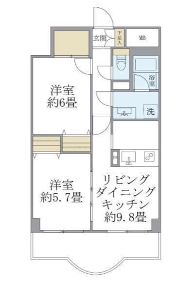 西船橋スクエアガーデン(2DK/3階)の間取り写真