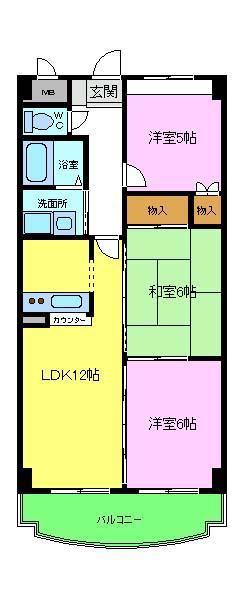 ヴィラ・デル・ソル(3LDK/3階)の間取り写真