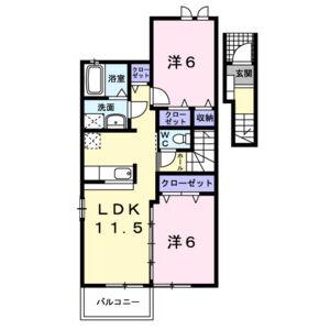 ウエスト・モイI(2LDK/2階)の間取り写真