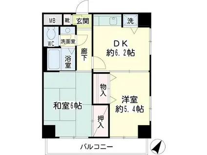 シーエスハイツ(2DK/3階)の間取り写真