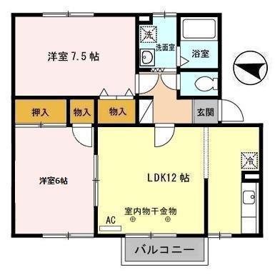 グランディールM(2LDK/1階)の間取り写真