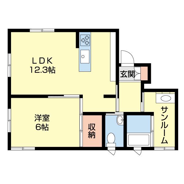CASA南浜(1LDK/1階)の間取り写真