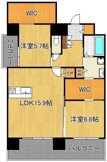 レジェンド黒崎(2LDK/12階)の間取り写真