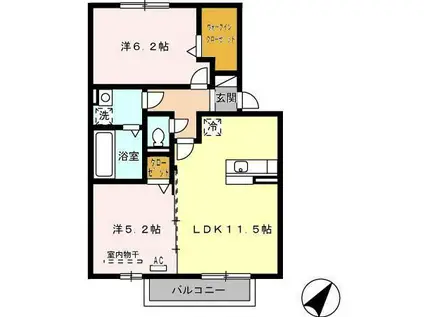 メゾン・ラ・パトリアH(2LDK/2階)の間取り写真
